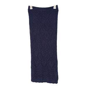 Freshman 1996 Women’s Navy Blue Crochet Knit Midi Skirt Size S Lined Straight